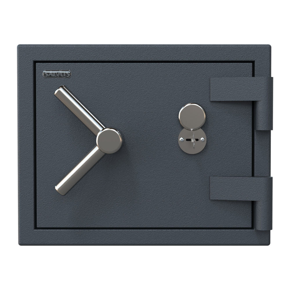 Close-up EN 1300 gecertificeerd dubbelbaard sleutelslot op de Salvus Rome Mini