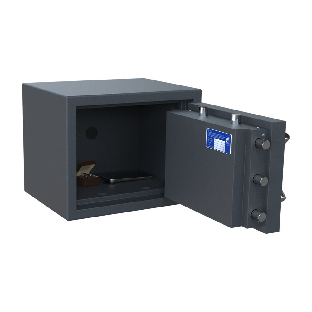 Compacte kluis Salvus Rome Mini ELO met geopende deur en 180 graden deuropening