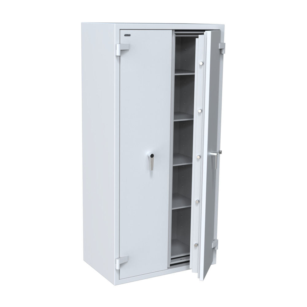 Salvus Arezzo S2 brandwerende kluiskast in lichtgrijs met sleutelslot - geopend met 1 deur 